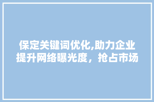 保定关键词优化,助力企业提升网络曝光度，抢占市场先机