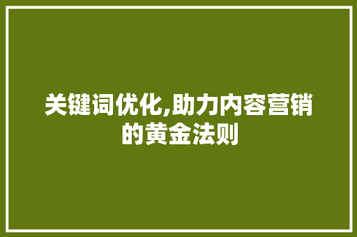 关键词优化,助力内容营销的黄金法则