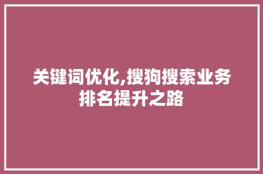 关键词优化,搜狗搜索业务排名提升之路