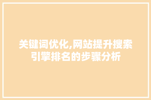 关键词优化,网站提升搜索引擎排名的步骤分析