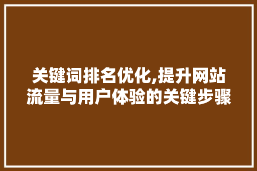 关键词排名优化,提升网站流量与用户体验的关键步骤