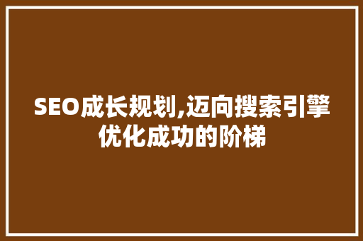 SEO成长规划,迈向搜索引擎优化成功的阶梯