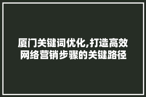 厦门关键词优化,打造高效网络营销步骤的关键路径