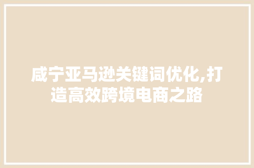 咸宁亚马逊关键词优化,打造高效跨境电商之路
