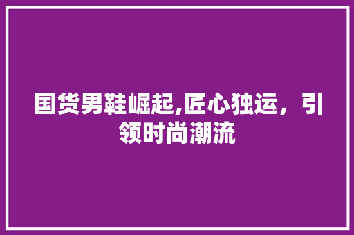 国货男鞋崛起,匠心独运，引领时尚潮流