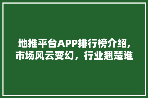 地推平台APP排行榜介绍,市场风云变幻，行业翘楚谁能笑到最后