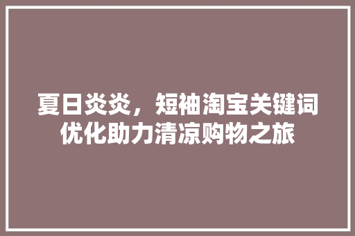 夏日炎炎，短袖淘宝关键词优化助力清凉购物之旅