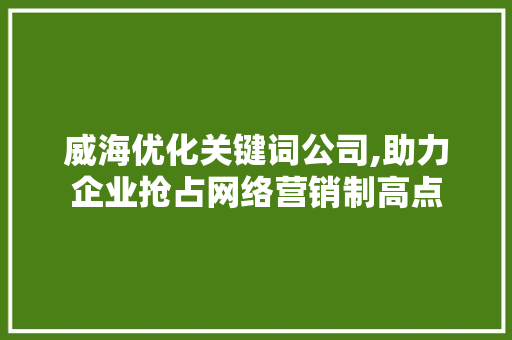威海优化关键词公司,助力企业抢占网络营销制高点