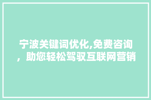 宁波关键词优化,免费咨询，助您轻松驾驭互联网营销之路