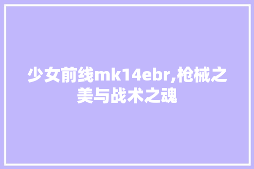 少女前线mk14ebr,枪械之美与战术之魂