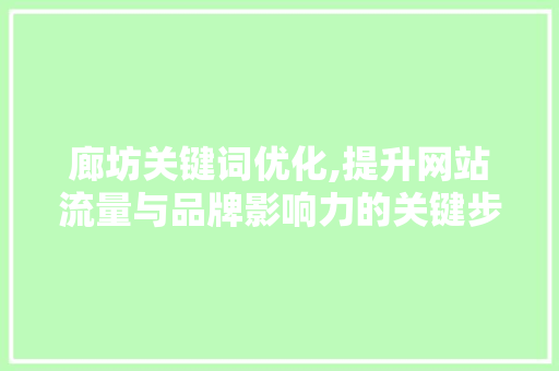 廊坊关键词优化,提升网站流量与品牌影响力的关键步骤