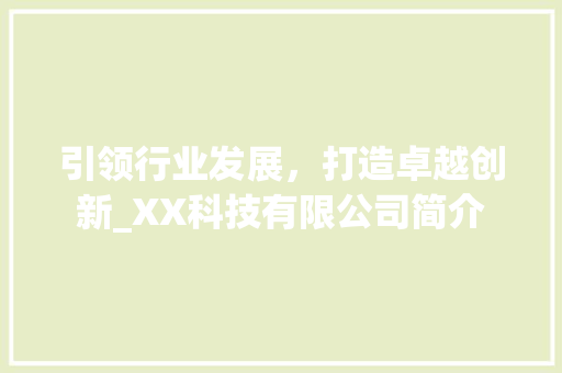 引领行业发展，打造卓越创新_XX科技有限公司简介