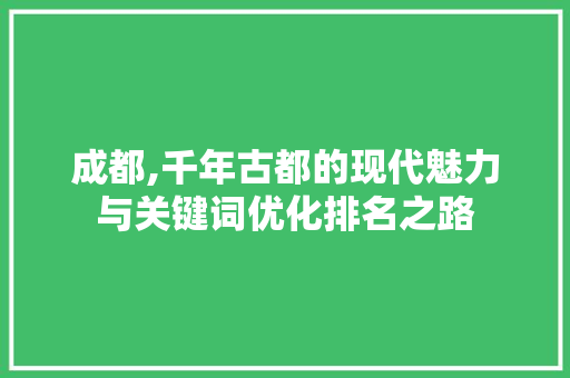 成都,千年古都的现代魅力与关键词优化排名之路