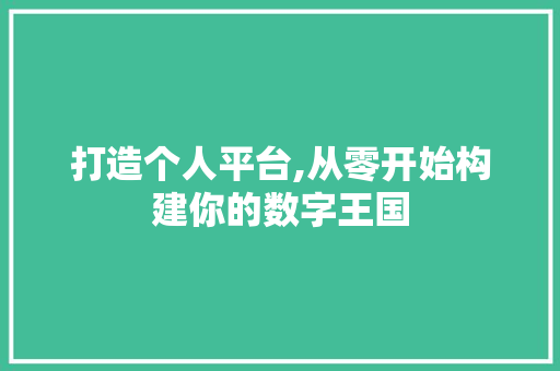 打造个人平台,从零开始构建你的数字王国