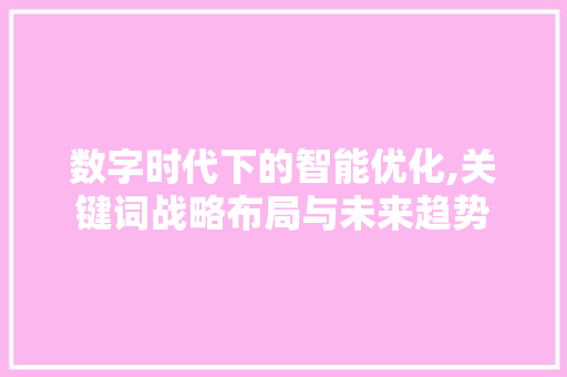 数字时代下的智能优化,关键词战略布局与未来趋势