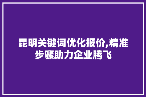 昆明关键词优化报价,精准步骤助力企业腾飞