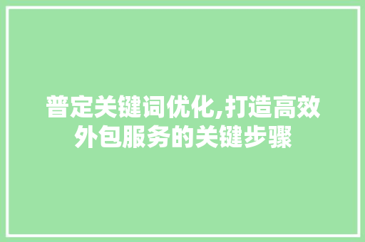普定关键词优化,打造高效外包服务的关键步骤