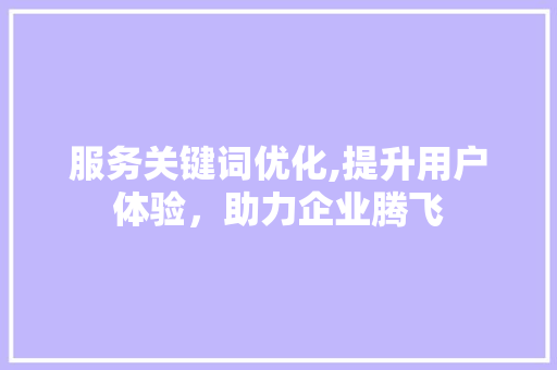 服务关键词优化,提升用户体验，助力企业腾飞