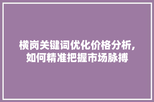 横岗关键词优化价格分析,如何精准把握市场脉搏