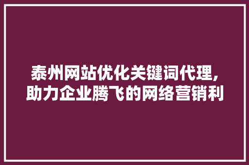 泰州网站优化关键词代理,助力企业腾飞的网络营销利器