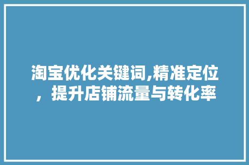 淘宝优化关键词,精准定位，提升店铺流量与转化率