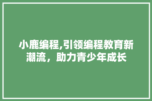 小鹿编程,引领编程教育新潮流，助力青少年成长