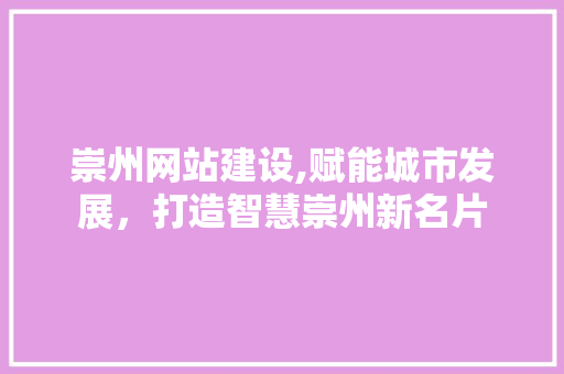 崇州网站建设,赋能城市发展，打造智慧崇州新名片