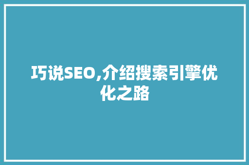 巧说SEO,介绍搜索引擎优化之路