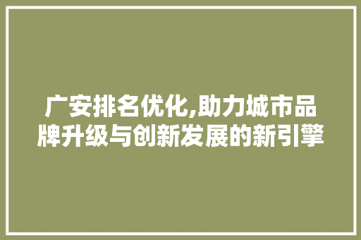 广安排名优化,助力城市品牌升级与创新发展的新引擎