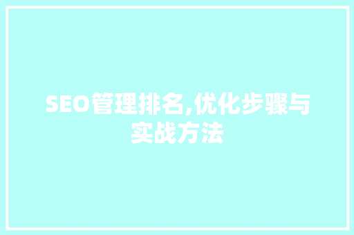 SEO管理排名,优化步骤与实战方法 SEO管理排名,优化步骤与实战方法 建站教程