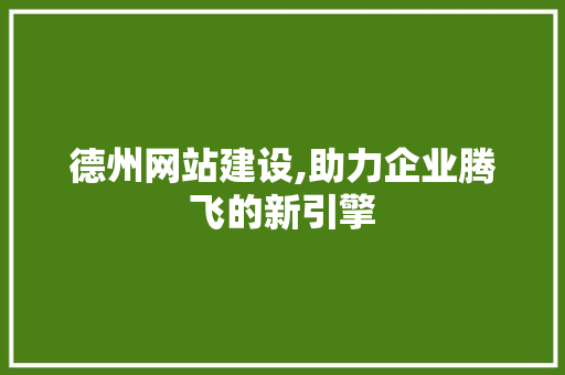 德州网站建设,助力企业腾飞的新引擎
