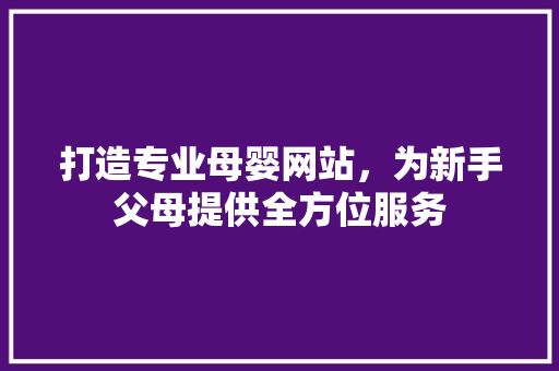 打造专业母婴网站，为新手父母提供全方位服务 SEO教程