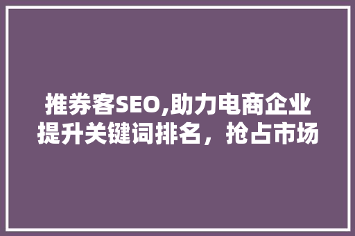 推券客SEO,助力电商企业提升关键词排名，抢占市场份额