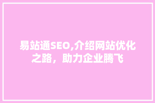 易站通SEO,介绍网站优化之路，助力企业腾飞
