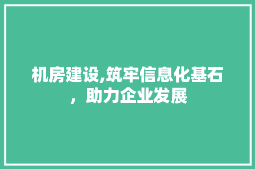 机房建设,筑牢信息化基石，助力企业发展