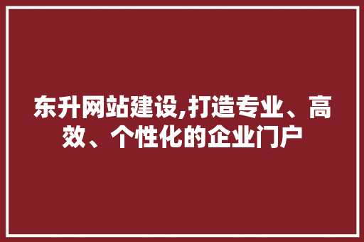 东升网站建设,打造专业、高效、个性化的企业门户