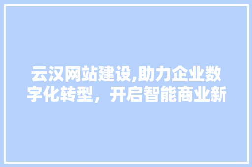 云汉网站建设,助力企业数字化转型，开启智能商业新篇章