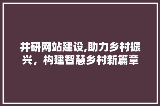井研网站建设,助力乡村振兴，构建智慧乡村新篇章