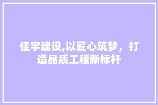 佳宇建设,以匠心筑梦，打造品质工程新标杆
