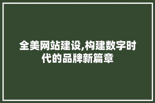 全美网站建设,构建数字时代的品牌新篇章