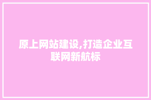 原上网站建设,打造企业互联网新航标