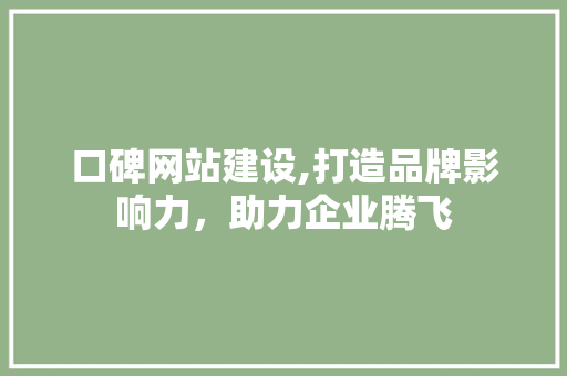 口碑网站建设,打造品牌影响力，助力企业腾飞