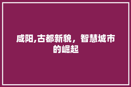 咸阳,古都新貌，智慧城市的崛起