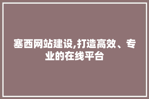 塞西网站建设,打造高效、专业的在线平台