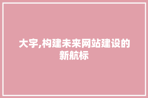 大宇,构建未来网站建设的新航标
