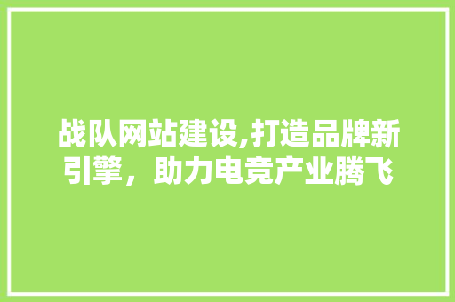 战队网站建设,打造品牌新引擎，助力电竞产业腾飞