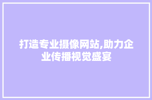 打造专业摄像网站,助力企业传播视觉盛宴