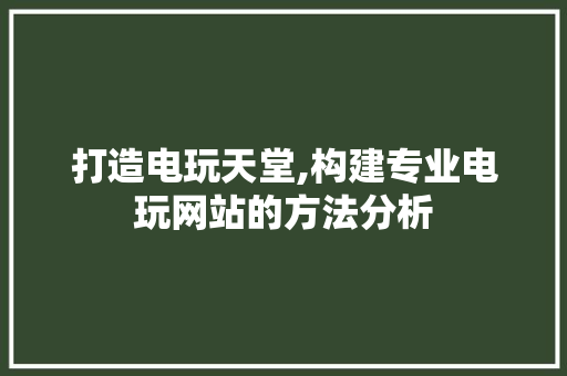 打造电玩天堂,构建专业电玩网站的方法分析