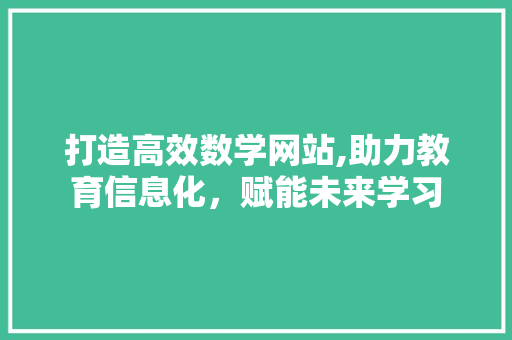 打造高效数学网站,助力教育信息化，赋能未来学习