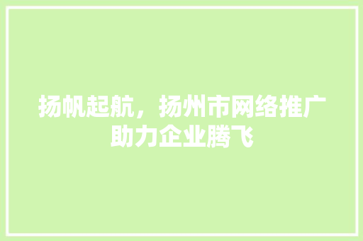 扬帆起航，扬州市网络推广助力企业腾飞